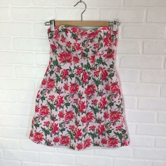 PURE Hype dress liberty floral prints pink white strapless dress flowers small - Picture 8 of 8